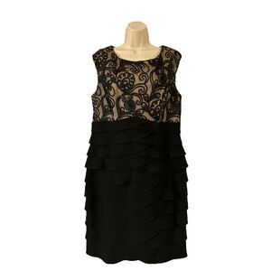 Jessica Howard Tiered Sheath Dress SIZE 16 Embroidered  Evening Cocktail
